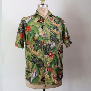 Vintage Key West Hand Print Fashions Key West Camoflauge Parrot Shirt
